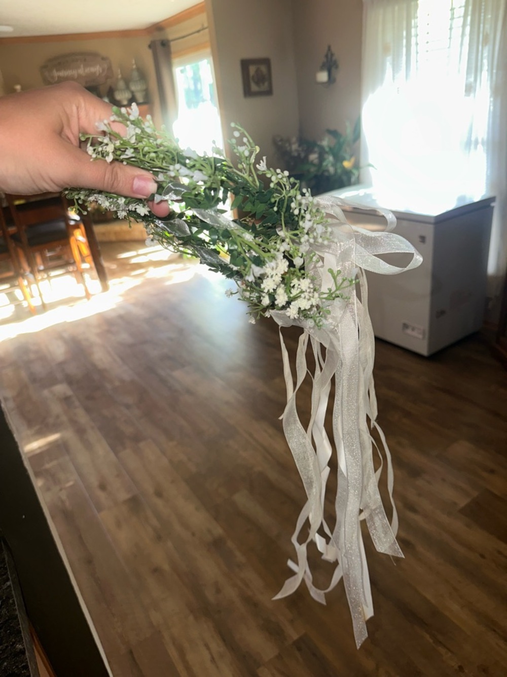 Two piece flower girl headband - Ribbon and Greenery Floral